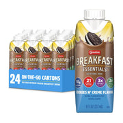 Carnation Breakfast Essentials envase frontal mostrando sabor Cookies N Crème y conveniencia