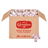 Carnation front packaging showing 360-count box and brand convenience