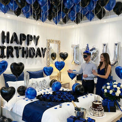 Carnira textura de globos de látex azul y negro, durable y fácil de inflar