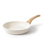 CAROTE cream white front view showing skillet and modern kitchen appeal