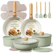 CAROTE front view of complete 19-piece set showcasing contents and compact storage benefit