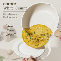 CAROTE sartén con tortilla cocinando para mostrar uso con menos aceite y resultado uniforme