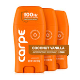 Carpe front packaging showing coconut vanilla scent and benefits