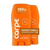 Carpe envase frontal Coconut Vanilla muestra diseño y beneficio control prolongado