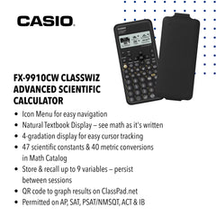 Casio FX-9910CW pantalla ClassWiz mostrando fórmula legible