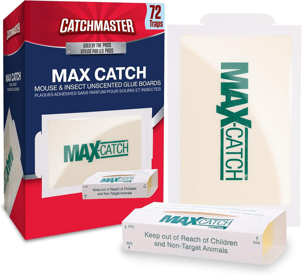 Catchmaster Max-Catch front packaging showing 72-count bulk pack for extended coverage