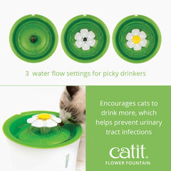 Catit Flower Fountain cierre del filtro triple resaltando agua más limpia