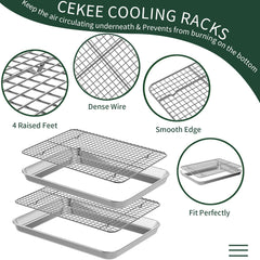 CEKEE pan and rack in oven with even browning illustrating consistent heat distribution benefit