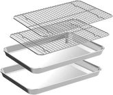 CEKEE quarter sheet pan front view showing full baking surface and polished finish, durable benefit