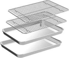 CEKEE quarter sheet pan front view showing full baking surface and polished finish, durable benefit