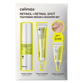 celimax frente del set mostrando cajas y frascos, comunica lujo y eficacia