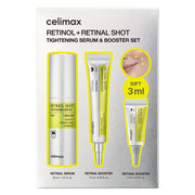 celimax frente del set mostrando cajas y frascos, comunica lujo y eficacia