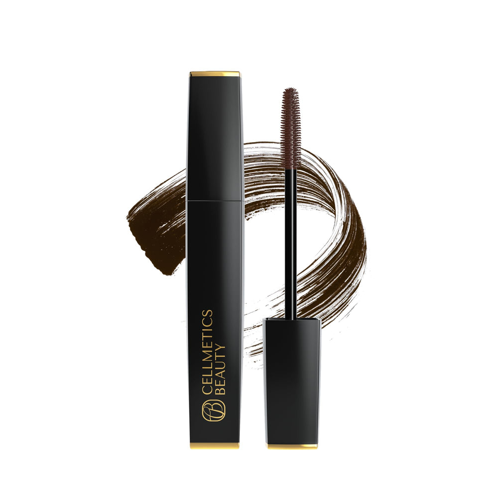 Cellmetics Mascara front packaging brown shows product and gentle formula benefit