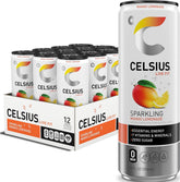 CELSIUS lata frontal mango limonada mostrando diseño y energía
