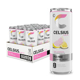 CELSIUS front pack showing can design and energy benefits