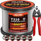 CELYND carrete frontal mostrando 500 pies y almacenamiento ordenado