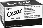 Cesar front packaging showing 36-tray variety pack and convenient serving