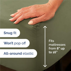 Fitted sheet pocket demo by CGK Unlimited showing deep pockets that secure mattress
