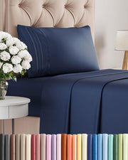 CGK Unlimited front packaging showing navy blue twin sheet set and value