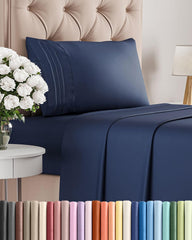 CGK Unlimited front packaging showing navy blue twin sheet set and value