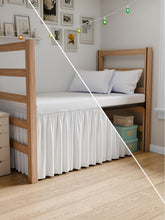 CGK Unlimited front view of white Twin XL bed skirt showing full coverage and neat look