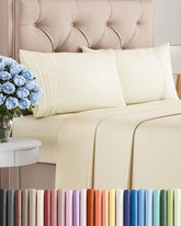 CGK Unlimited king sheet front packaging shows off white color and product benefit of ready bedding