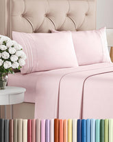CGK Unlimited lavender pink sheet set front packaging showing included pieces and color