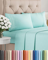 CGK Unlimited front packaging showing spa blue queen sheet set and convenience