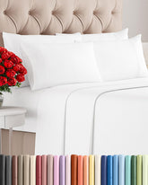 CGK Unlimited front view of Queen sheet set showing neat white bedding and clean presentation