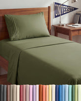 CGK Unlimited front packaging showing sage green sheet set and contents benefit: clear product overview