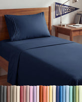 CGK Unlimited front packaging showing navy Twin XL set and included pieces for quick selection
