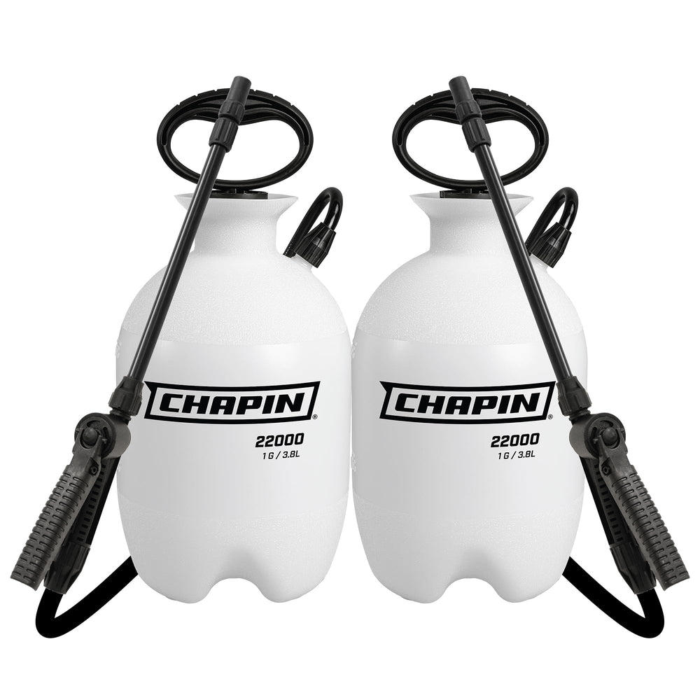 CHAPIN front view of two 1-gallon sprayers showing compact design and convenience