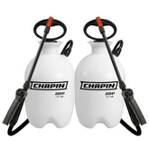 CHAPIN front view of two 1-gallon sprayers showing compact storage and value pack benefit