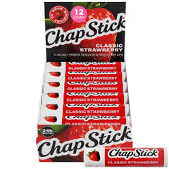 ChapStick Classic Strawberry vista frontal con color vibrante y diseño reconocible