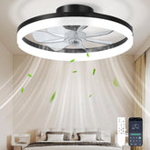 CHAREADA front view of ceiling fan with light showing compact design and modern look