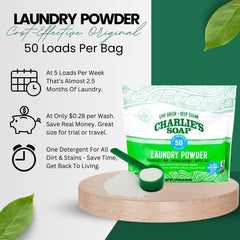Charlie’s Soap etiqueta con ingredientes y certificación, información clara y ecoamigable