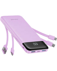 charmast vista frontal del power bank mostrando botones y diseño compacto