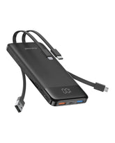 charmast vista frontal del power bank mostrando diseño compacto y marca