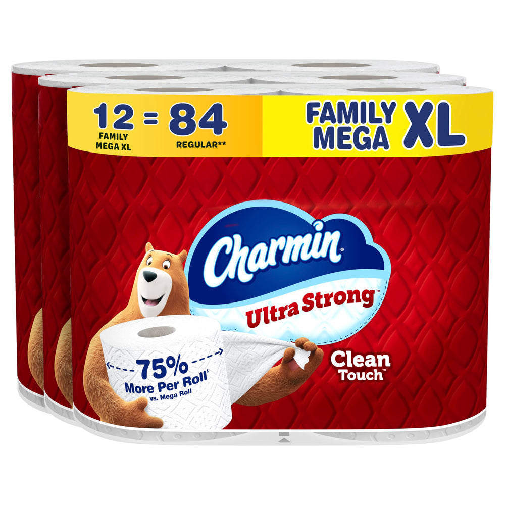 Charmin empaque frontal mostrando 12 Family Mega XL y ahorro
