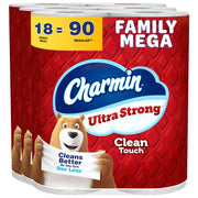 Charmin Ultra Strong front packaging showing large family mega value and brand
