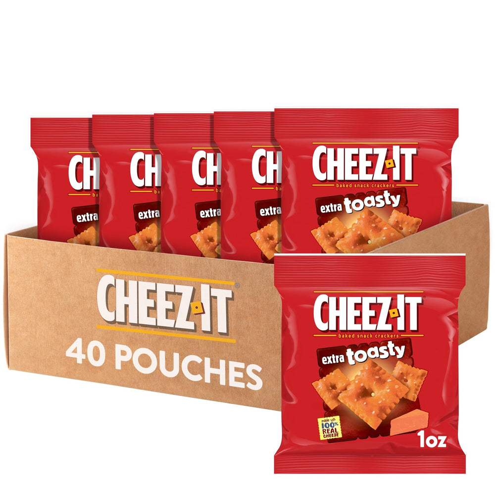 Cheez-It frente del paquete mostrando 40 sobres, conveniencia para llevar