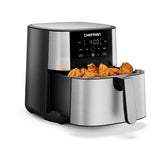 Chefman front view showing stainless-steel body and touchscreen controls for easy use