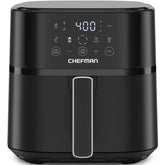 Chefman freidora de aire 6 QT vista frontal elegante y compacta, ahorro de espacio