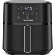 Chefman freidora de aire 6 QT vista frontal elegante y compacta, ahorro de espacio