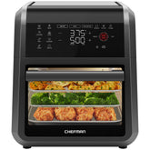 Chefman front view on countertop showing controls and window, efficient countertop solution
