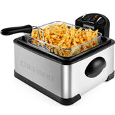 Chefman front view stainless steel fryer showing capacity and build quality