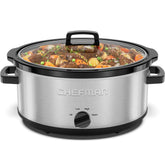 Chefman vista frontal mostrando control y acabado en acero inoxidable, ventaja de capacidad