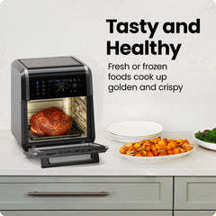 Chefman touchscreen controls detail, easy preset operation for consistent cooking
