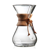 Chemex front view showing hourglass design and elegant pour benefits