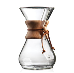 Chemex front view showing hourglass design and elegant pour benefits